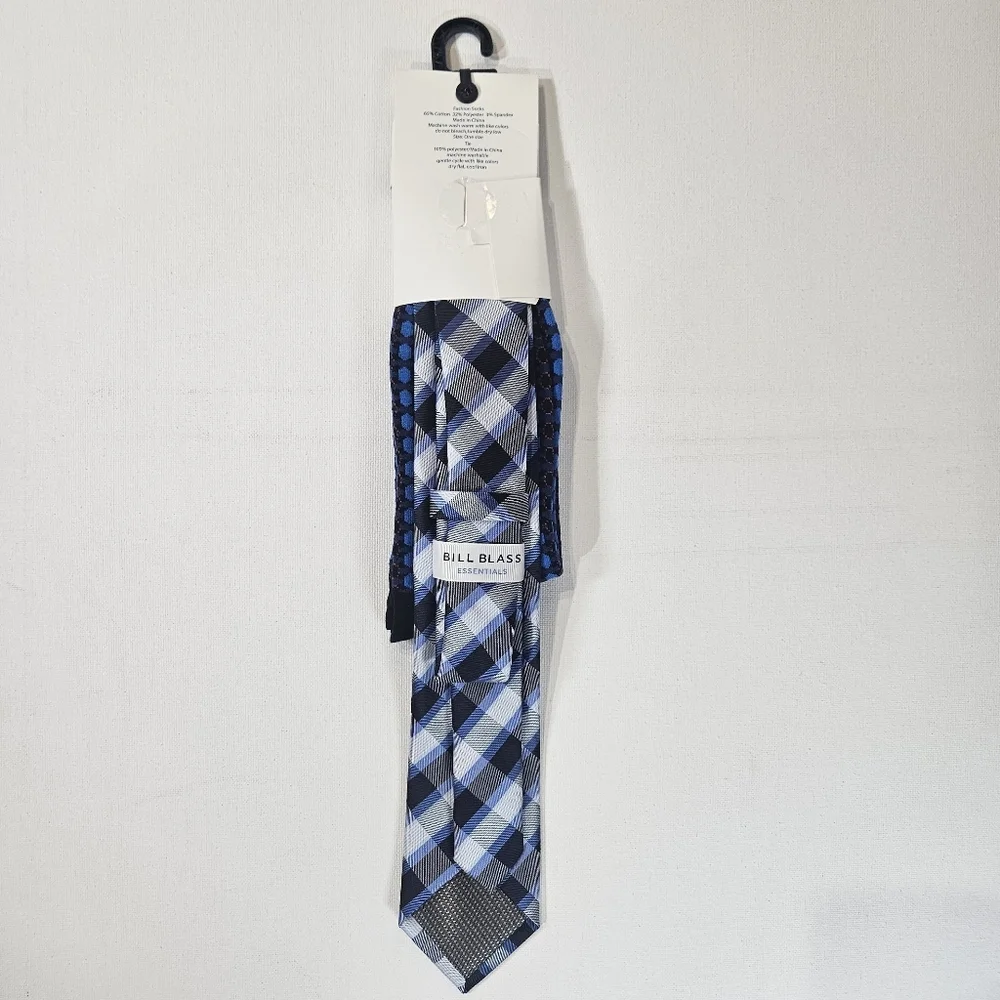 Bill Blass Tie And‎ Socks Handmade Blue Purple Mens Essentials Luxury Dress Wear